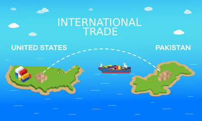 United States and Pakistan international trade relation. Vector illustration design