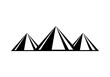 Black three triangle egypt ancient pyramids of giza are egyptian pharaoh tomb flat vector icon design.
