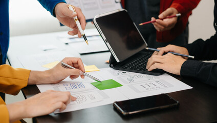 Wall Mural - ux graphic designer planning application process development prototype wireframe for web smart phone