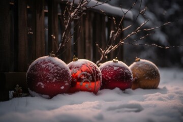 Poster - Christmas decoration snow. Generate Ai