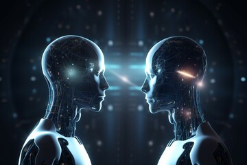 Poster - Collaboration artificial intelligence digital. Generate Ai