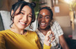 © Davids C/peopleimages.com - Couple of friends, keys and new home selfie for moving in together for real estate investment. Rent, mortgage and loan of women with smile for social media portrait at apartment or house with partner