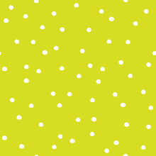 A Simple Polka Dot Pattern. Seamless Vector Pattern With White Circles On Green Background.