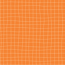 Abstract Checkered Seamless Pattern With Hand Drawn Lines, Stripes On Orange Background For Autumn, Halloween Prints, Wrapping Paper, Scrapbooking, Wallpaper, Backgrounds, Etc. EPS 10