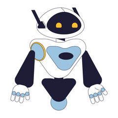 Fototapete - Android robot flat line color isolated vector object. AI technology. Editable clip art image on white background. Simple outline cartoon spot illustration for web design