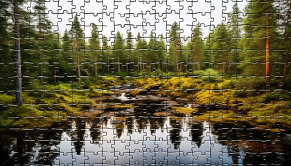 Artistic composition similar to a puzzle, forming image that embodies the beauty of the subject