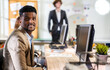 © Art_Photo - Young black african man relaxing using laptop computer working and startup idea at office.Young creative african man working and typing on keyboard smart online at company