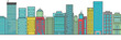 Chicago city panorama, urban landscape with modern buildings. Business travel and travelling of landmarks. Illustration, web background. Skyscraper silhouette. United States - Generative AI