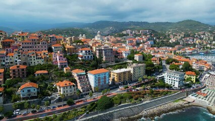 Wall Mural - Aerial view of Porto Maurizio on the Italian Riviera in the province of Imperia, Liguria, Italy