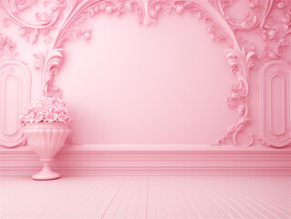 pink room with pink wall mock up, ai generated