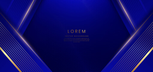Wall Mural - abstract luxury dark blue background with diagonal gold lines. template premium award design.