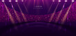 Elegant purple stage horizontal glowing with lighting effect sparkle on dark background. Template premium award design.