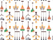 © Viktoriia - Seamless pattern of lighting fixtures for home decor. Decorative chandeliers. Diverse lighting for interior design.