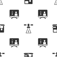 Poster - Set World news, Satellite and Television report on seamless pattern. Vector