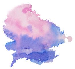 Poster - Pink and blue watercolor stains with hand painted on paper texture background