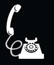 Old Landline Telephone From The 20th Century. Dial-up Telephone, Landline Based Communication Line, Retro Telephone.