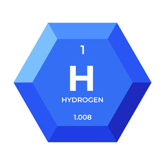 Wall Mural - Hydrogen is chemical element number 1 of the nonmetal group. Icon of chemical element of periodic table in 3d hexagon. Chemistry for children, elementary education.