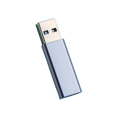 Poster - Gray USB memory stick with information storage on a transparent background modern tech