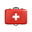 Top view of red first aid kit on transparent background