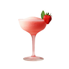 Wall Mural - Strawberry margarita in glass on transparent background