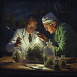 Ai-generated illustration of cannabis extraction. CBD oil as alternative medicine. Doctor prescription. 