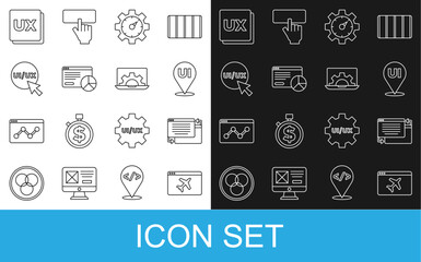 Poster - set line website template, ui or ux design, statistic, and development icon. vector