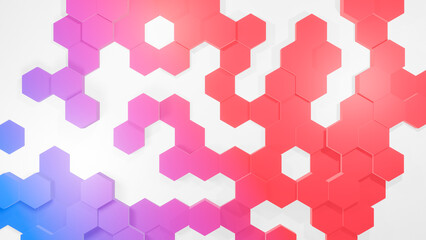 Wall Mural - Hexagonal background with purple and red hexagons, abstract futuristic geometric backdrop or wallpaper