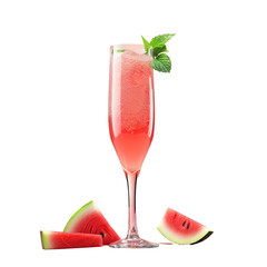 Canvas Print - Isolated on transparent background watermelon juice in glass with clipping path