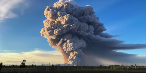 Canvas Print - A volcanic eruption explosion - Generative AI