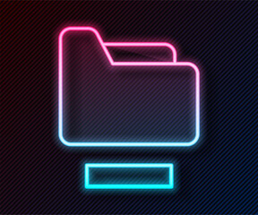 Aufkleber - Glowing neon line Document folder icon isolated on black background. Accounting binder symbol. Bookkeeping management. Vector