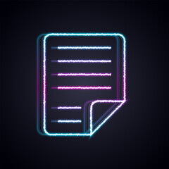 Poster - Glowing neon line File document icon isolated on black background. Checklist icon. Business concept. Vector