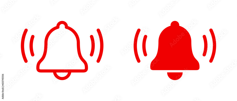 Red bell icon set Stock Vector | Adobe Stock