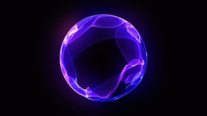 Wall Mural - bright glowing rotating particle 3d sphere. abstract technology, science, engineering and artificial