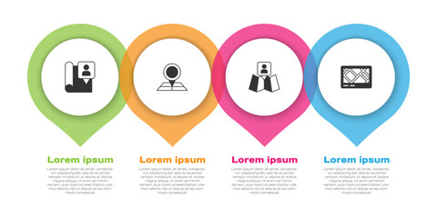 Poster - set folded map with location marker, and gps device. business infographic template. vector