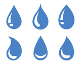 Fototapeta  - blue water drop silhouettes set icons