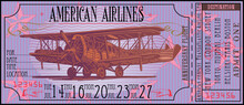 Airplane Ticket In A Vintage Style With An Image Of An Old Glider.