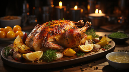 Wall Mural - roasted duck with vegetables