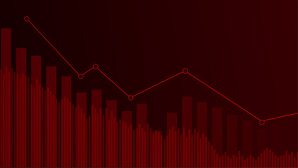  Futuristic decrease down graph chart digital transformation abstract technology background. Big data and business growth currency stock and investment economy. Vector illustration 