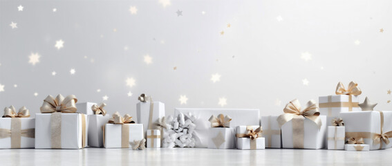 white happy gold christmas surprise box present decoration gift holiday. Generative AI.