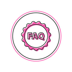 Wall Mural - Filled outline Label with text FAQ information icon isolated on white background. Circle button with text FAQ. Vector