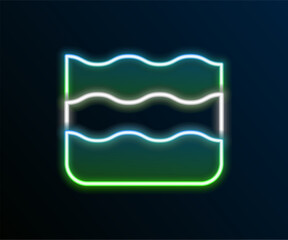 Wall Mural - Glowing neon line Wave icon isolated on black background. Colorful outline concept. Vector