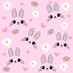 Wall Mural - seamless cute bunny graphic for t shirt