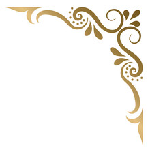 Gold Vintage Baroque Corner Ornament Retro Pattern Antique Style Acanthus. Decorative Design Element Filigree Calligraphy. You Can Use For Wedding Decoration Of Greeting Card And Laser Cutting.