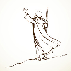 Wall Mural - Moses with the staff. Vector drawing