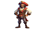 cartoon character male pirate in a hat on a white isolated background. Generative AI illustration