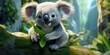 A cartoon colored funny masterpiece of a cute koala, closeup. 
