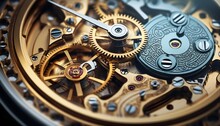 Intricate Gear Mechanism Within A Timepiece. Generative Ai