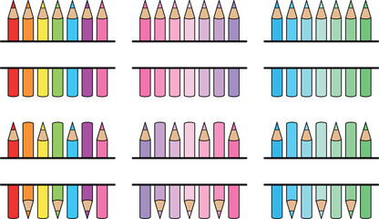 Poster - School Colored Pencil Split Label Clipart - Rainbow, Pink Purple and Blue Green