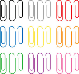 Wall Mural - Colorful Paperclip Stationary Clipart