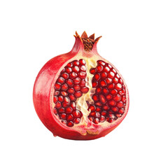 Poster - Fresh organic pomegranate ripe and sweet Healthy juicy and full of antioxidants Half piece on a transparent background